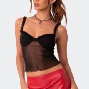 Edikted Mercy Sheer Mesh Bra Top black Small